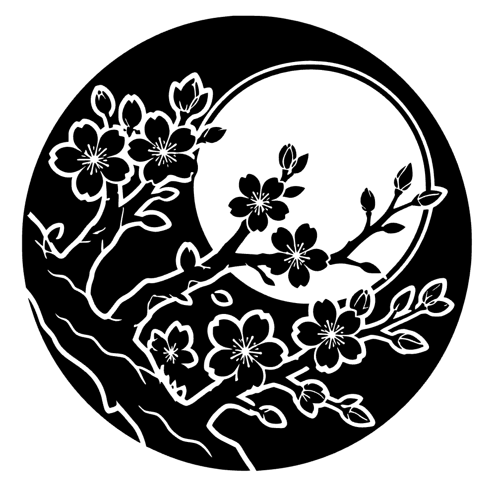 Rama de cerezo con luna — archivo SVG