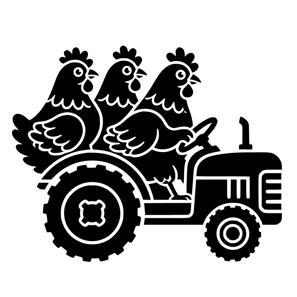 Gallinas montando un tractor — archivo SVG