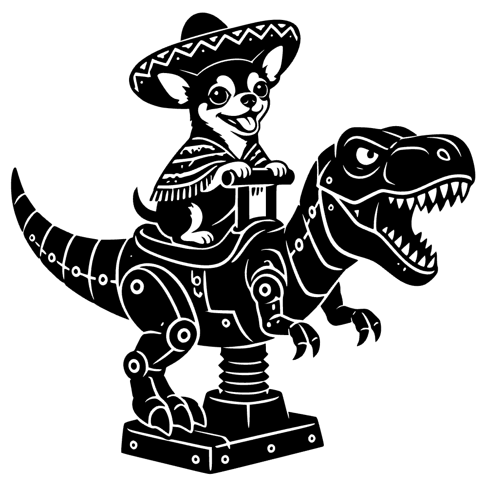 Chihuahua montando un dinosaurio — archivo SVG