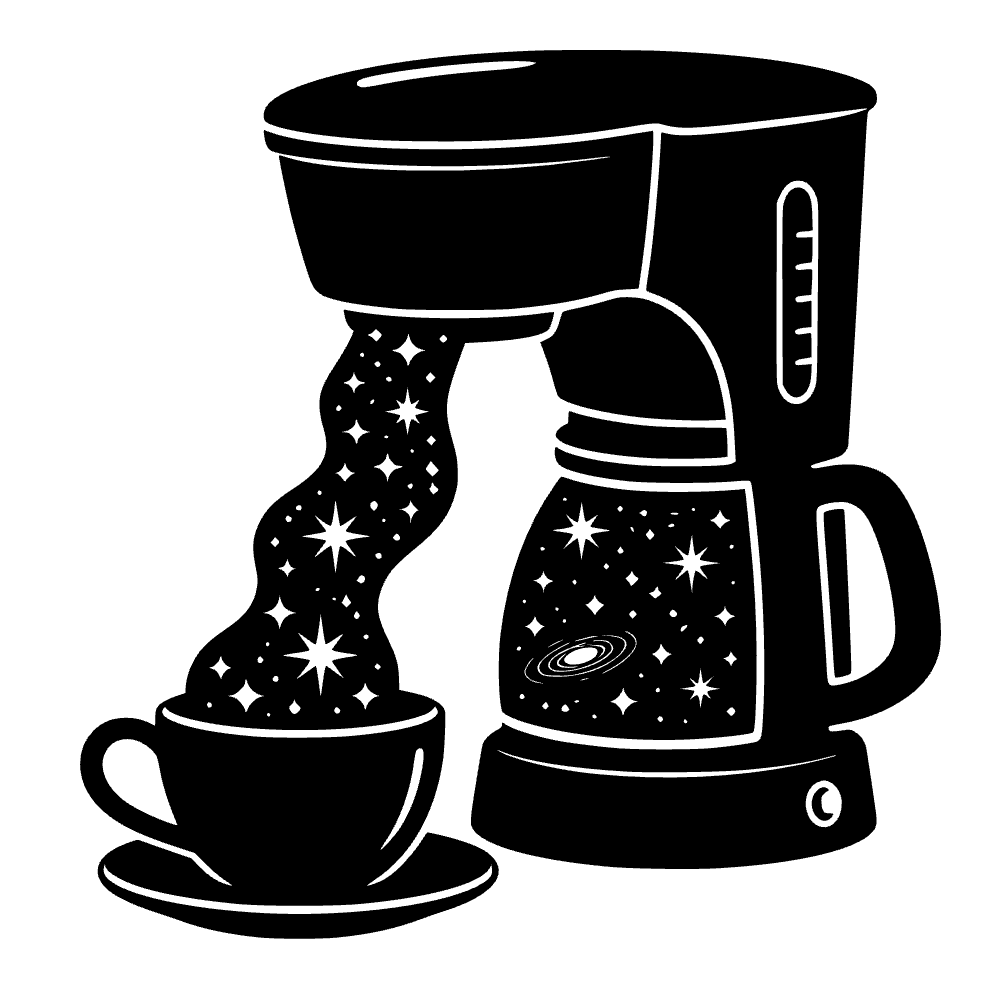 Cafetera vertiendo galaxia — archivo SVG