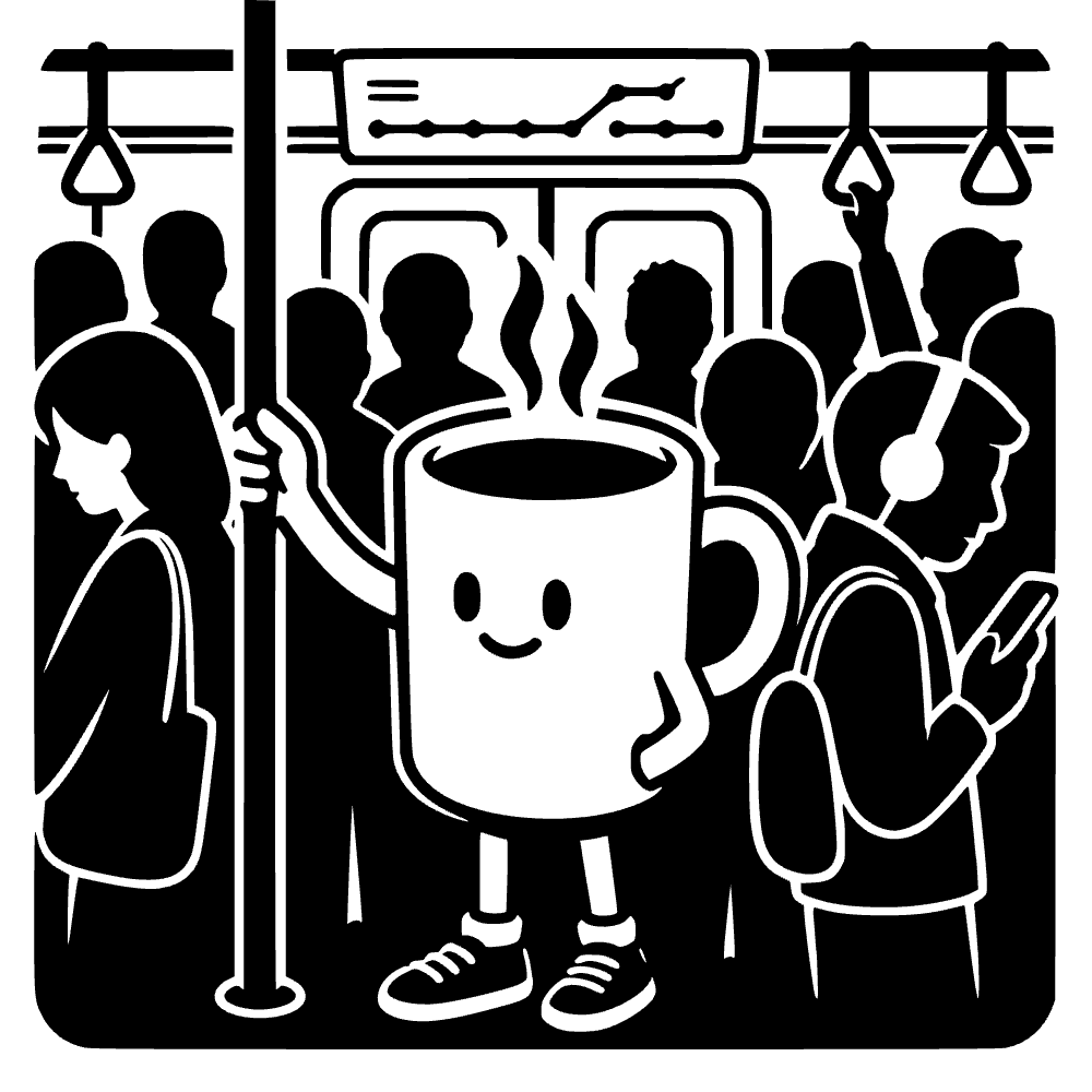 Taza de café montando — archivo SVG