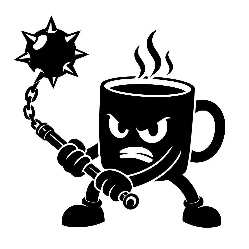 Taza de café empuñando un icono con picos — archivo SVG