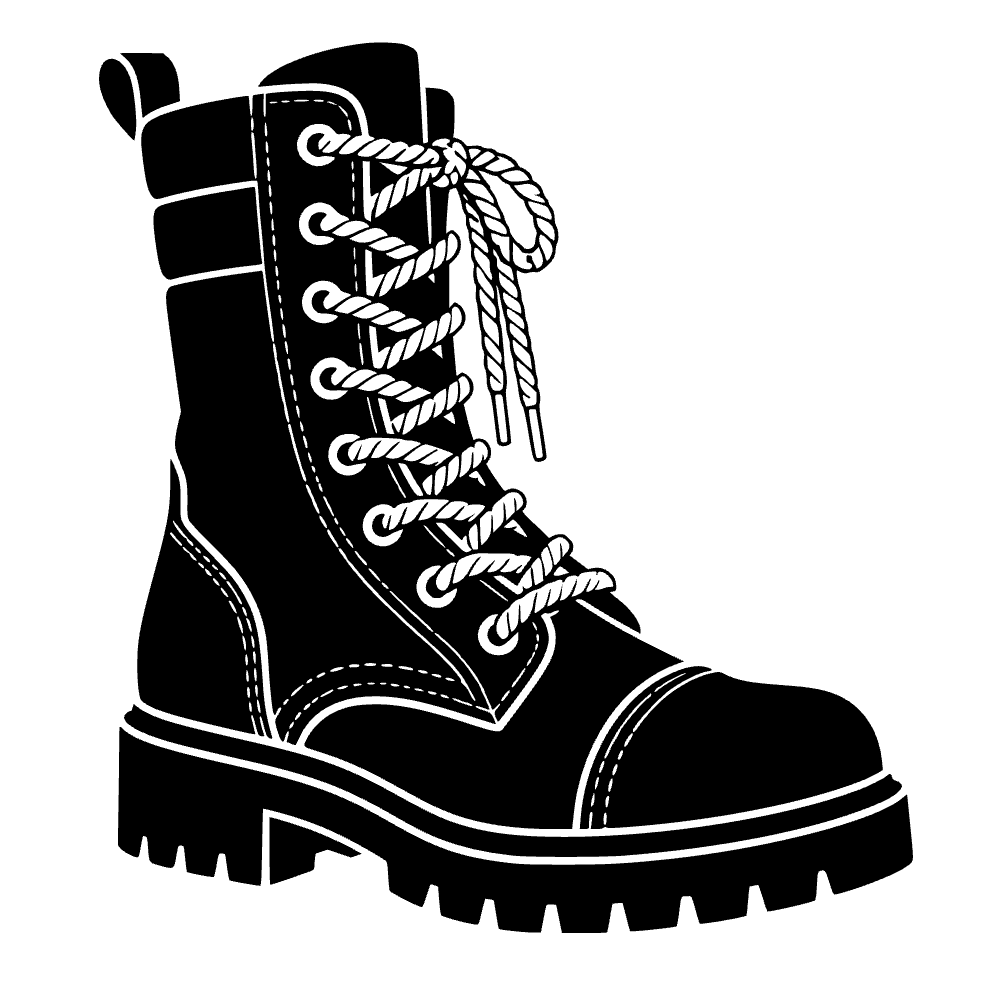 Bota de combate con cordones gruesos — archivo SVG