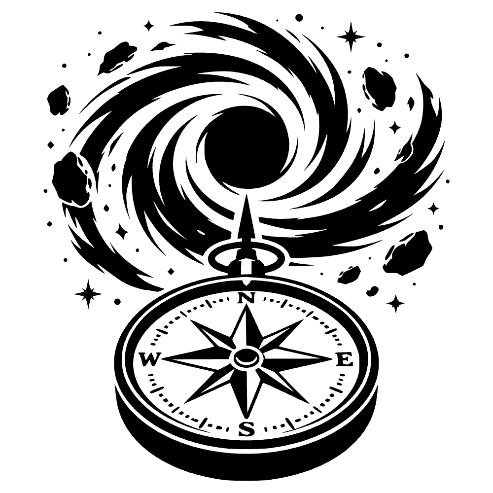 Brújula apuntando hacia ícono en espiral — archivo SVG
