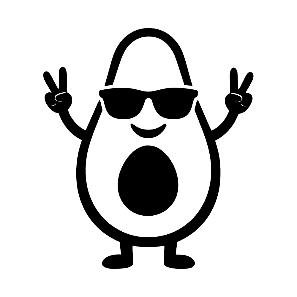 Cool Avocado Character SVG cut file preview