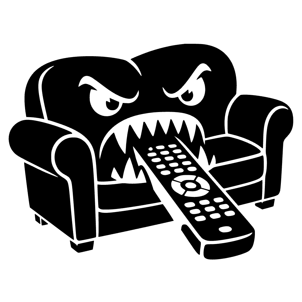 Sofá comiendo televisión agresivamente — archivo SVG