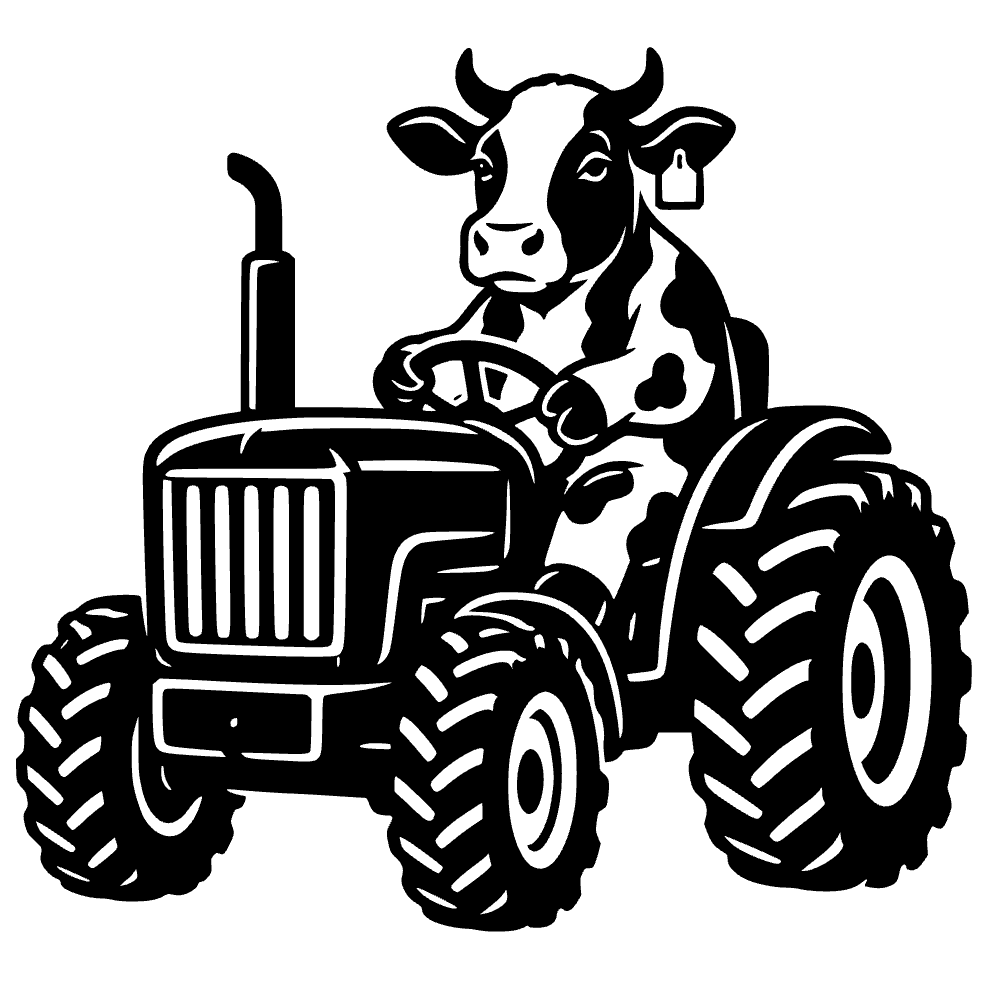 Vaca conduciendo un tractor — archivo SVG