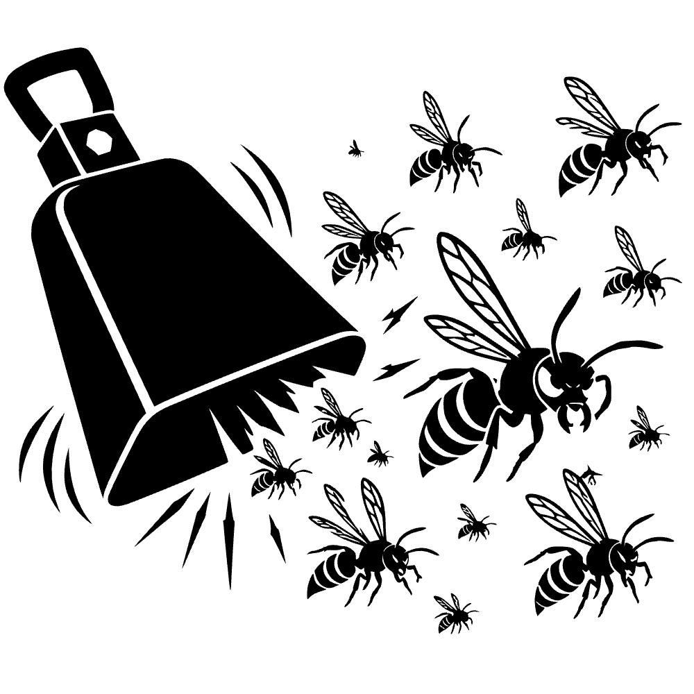 Campana de vaca sonando en enjambre — archivo SVG