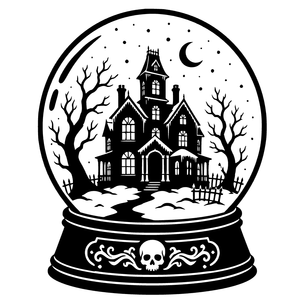 Creepy Haunted House Silhouette SVG cut file preview
