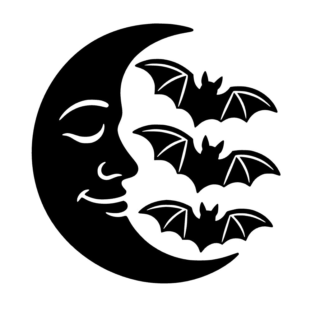 Cara de luna con murciélagos — archivo SVG