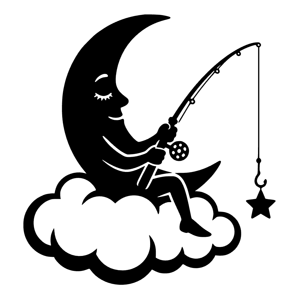 Crescent Moon Sitting Cloud Icon SVG cut file preview