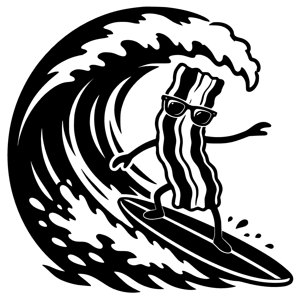 Crispy Bacon Strip Riding SVG SVG cut file preview