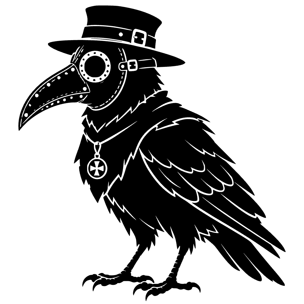 Crow Wearing Creepy Medieval Icon SVG cut file preview