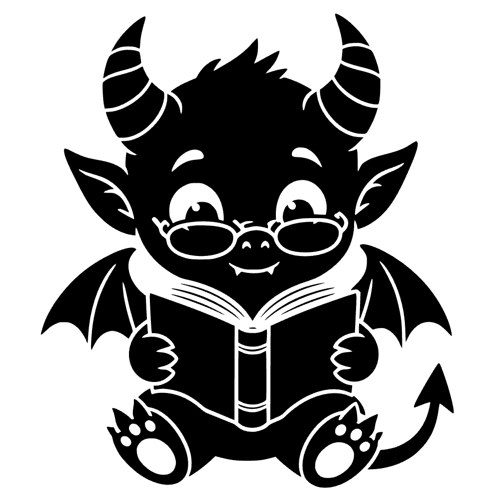 Cute Demon Reading Icon SVG cut file preview