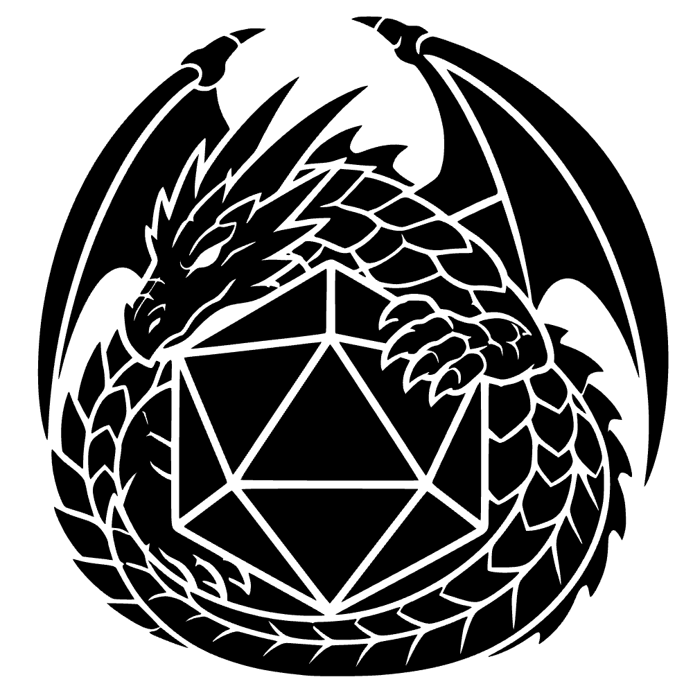 Dado D20 en tesoro de dragón — archivo SVG