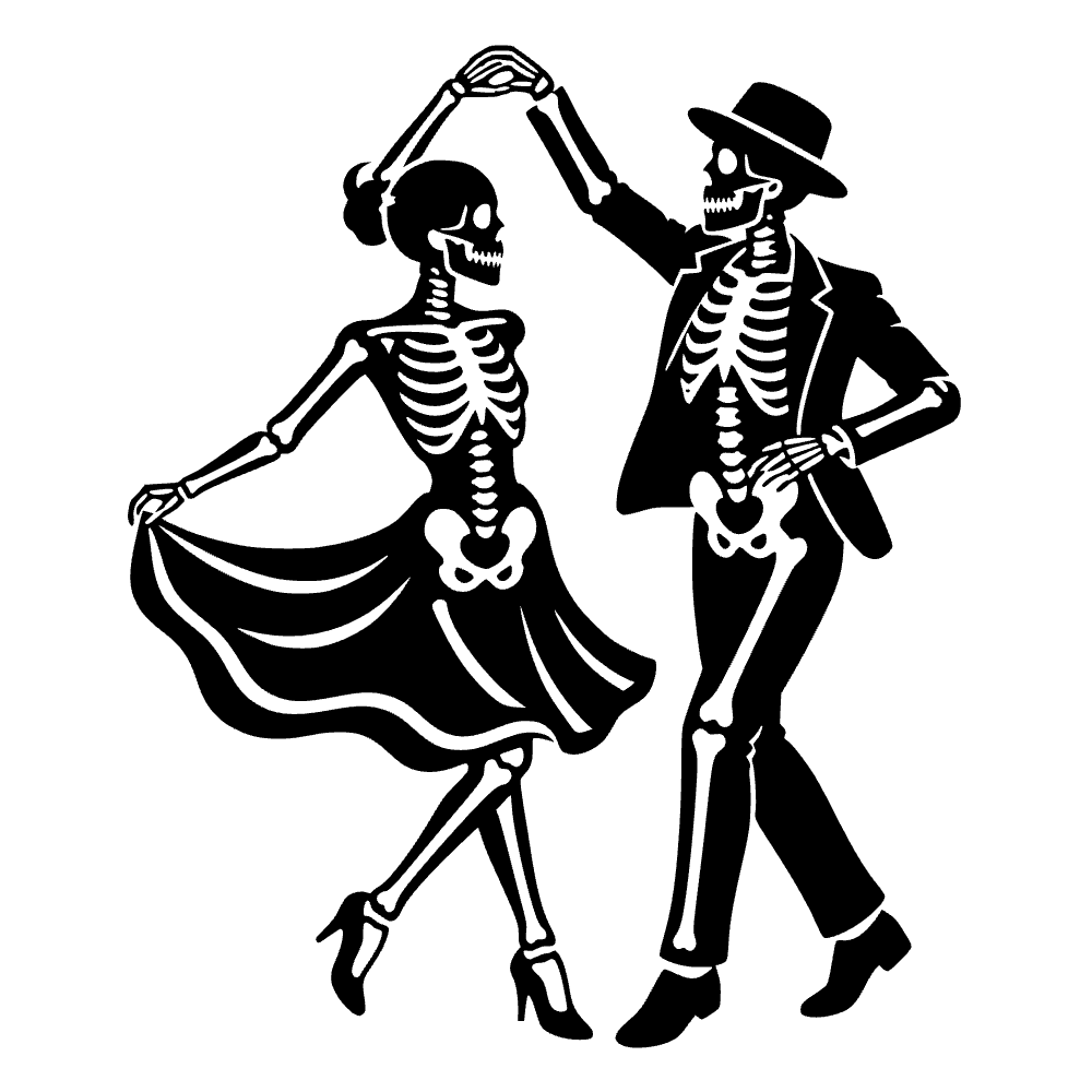 Pareja de esqueletos bailando — archivo SVG