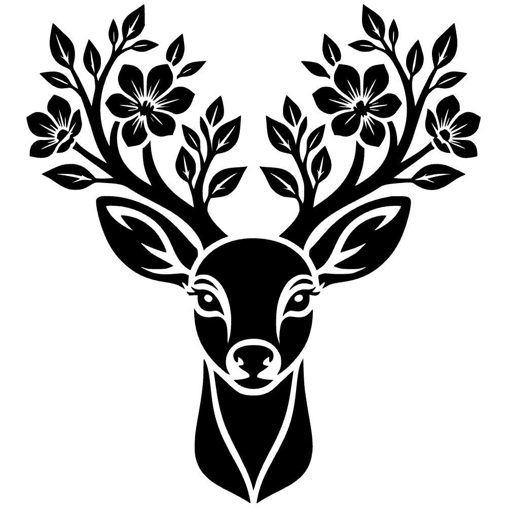 Ciervo con cuernos florales — archivo SVG