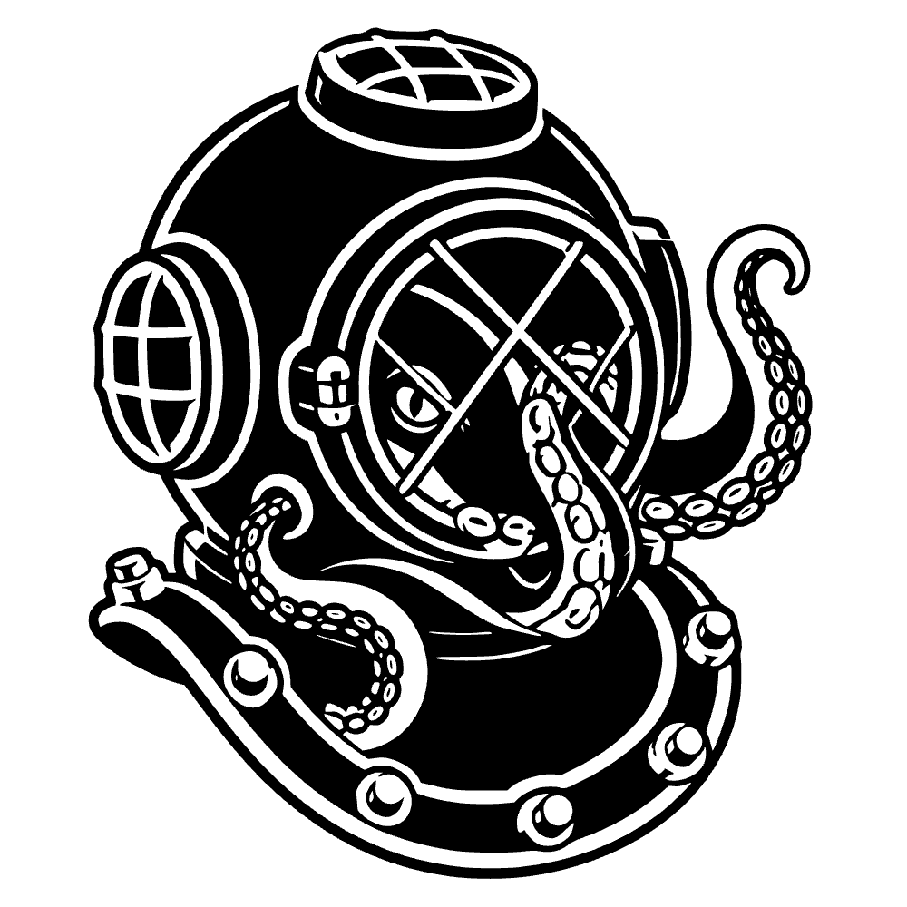 Cascos de buceo con pulpo — archivo SVG