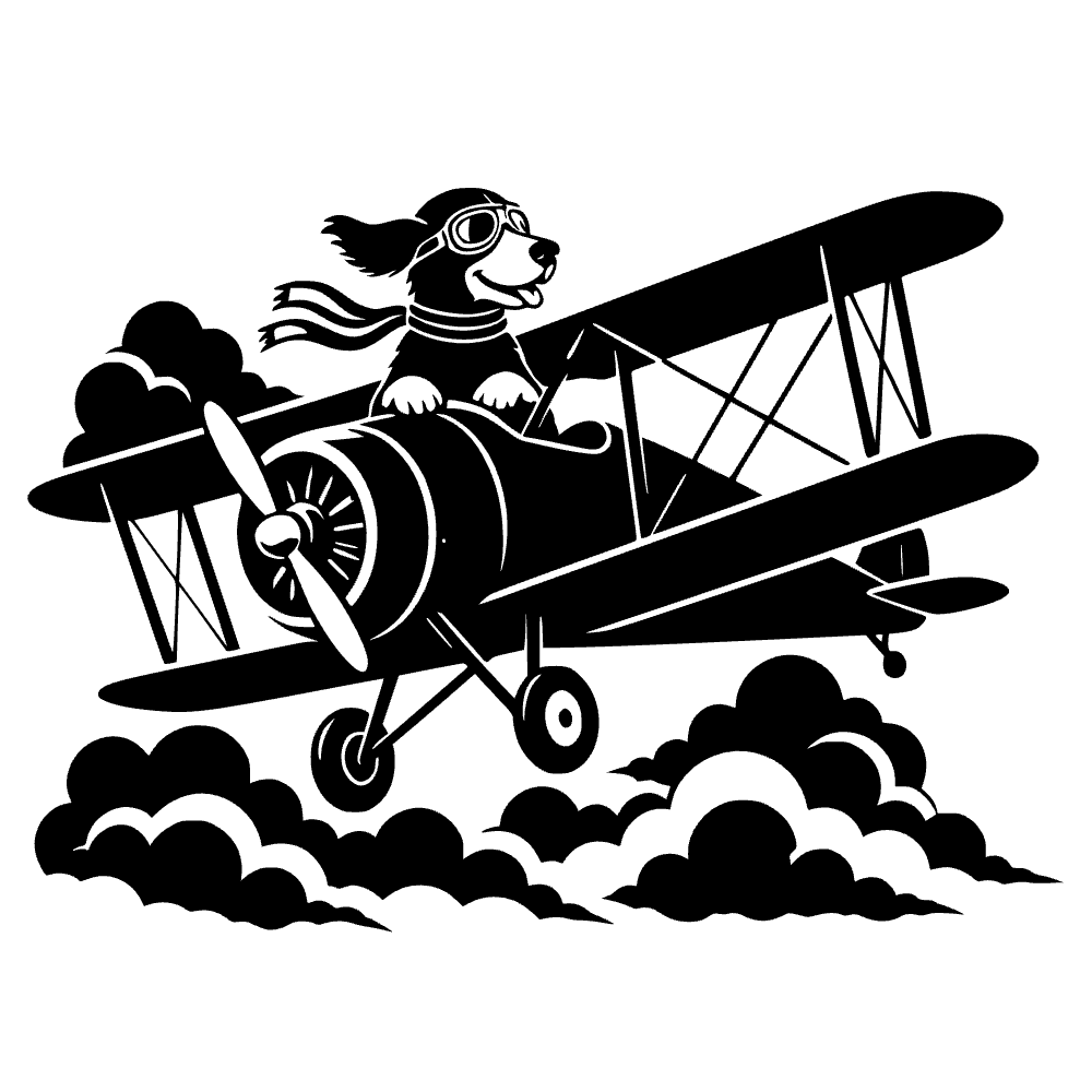 Dog Flying Vintage Biplane SVG SVG cut file preview