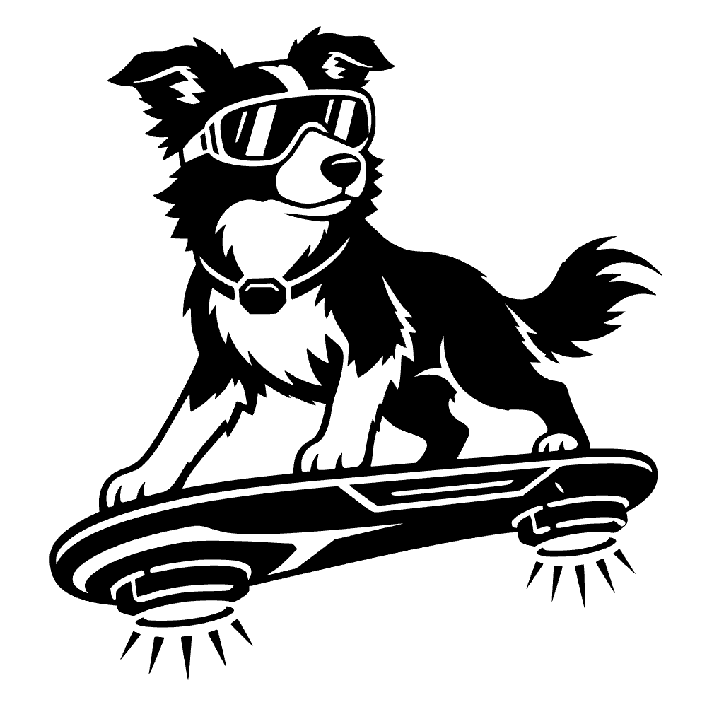 Dog Riding Hoverboard SVG cut file