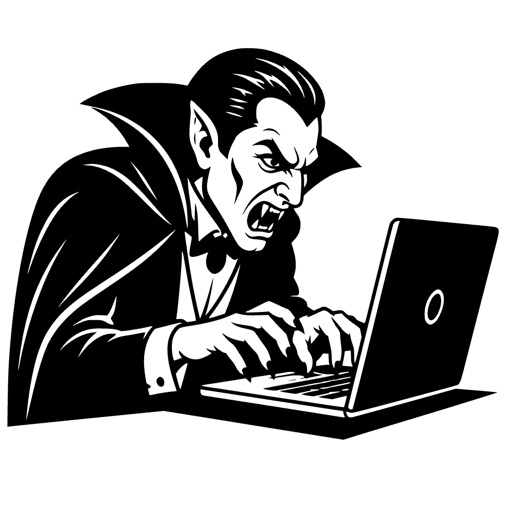 Dracula Typing Laptop SVG cut file preview