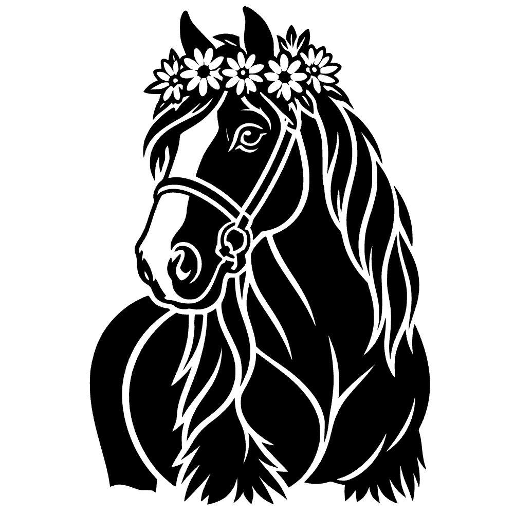 Caballo de tiro con corona de flores — archivo SVG