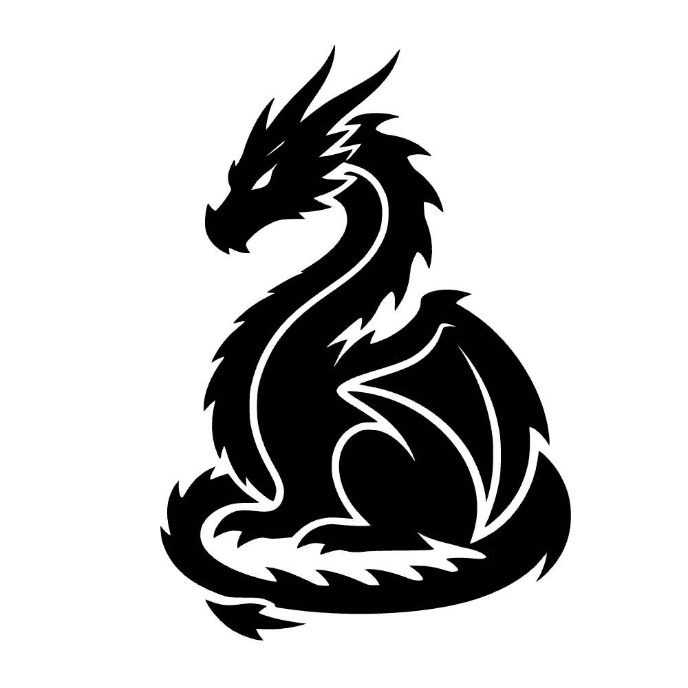 Dragon Coiled Wings Icon SVG cut file preview