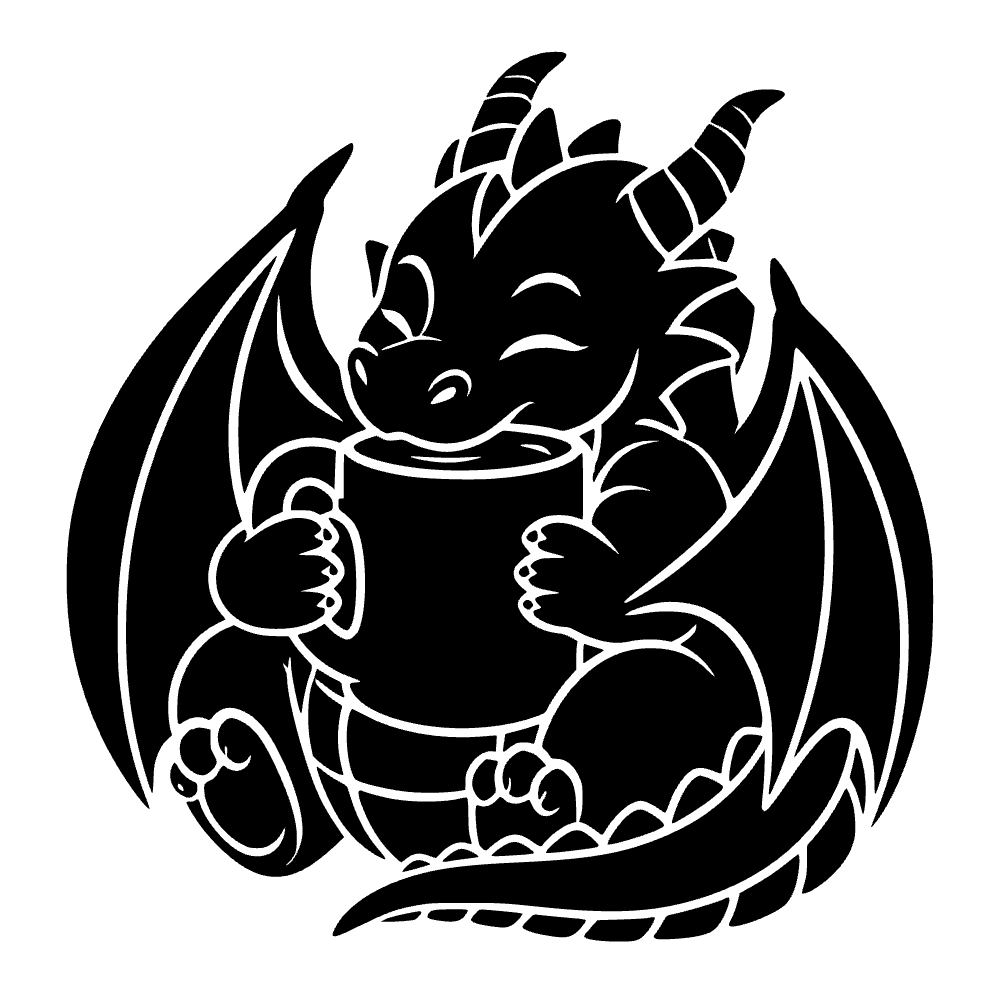 Dragón abrazando una taza — archivo SVG