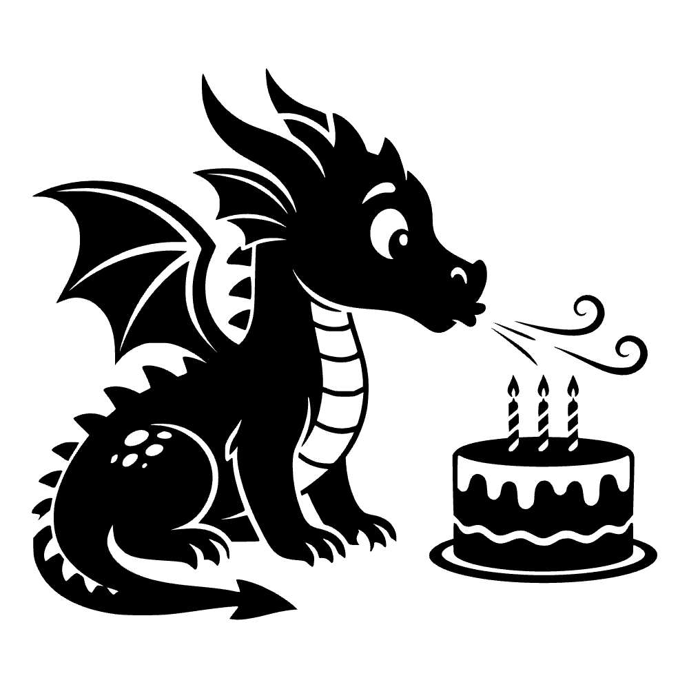 Dragón intentando apagar — archivo SVG