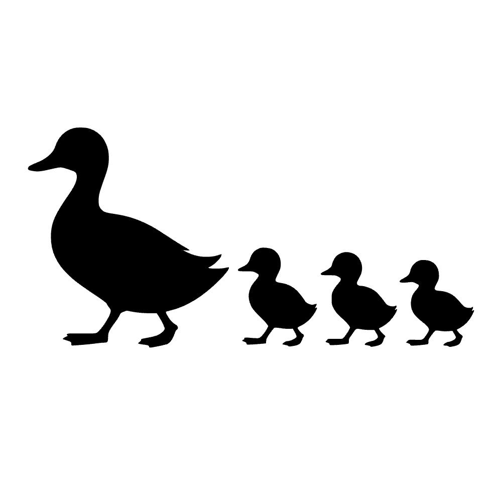 Familia de patos caminando — archivo SVG