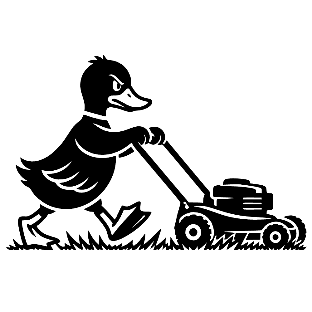 Pato empujando cortadora de césped — archivo SVG