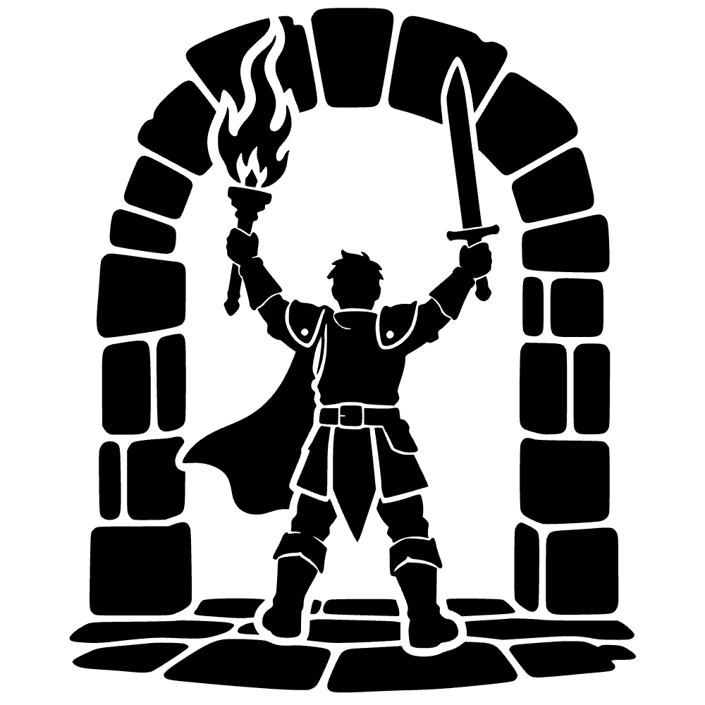 Icono de antorcha y espada de explorador de mazmorras — archivo SVG