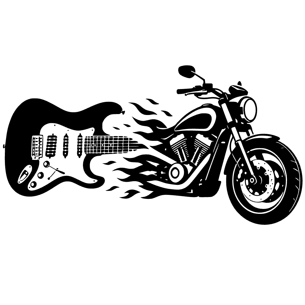 Motocicleta con guitarra eléctrica — archivo SVG