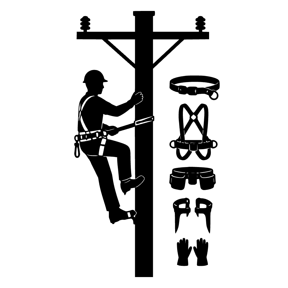 Lineman de electricista en poste — archivo SVG