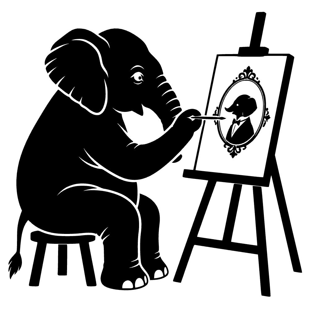 Elefante pintando icono — archivo SVG