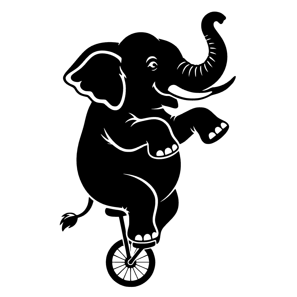 Elephant Riding Unicycle SVG SVG cut file preview