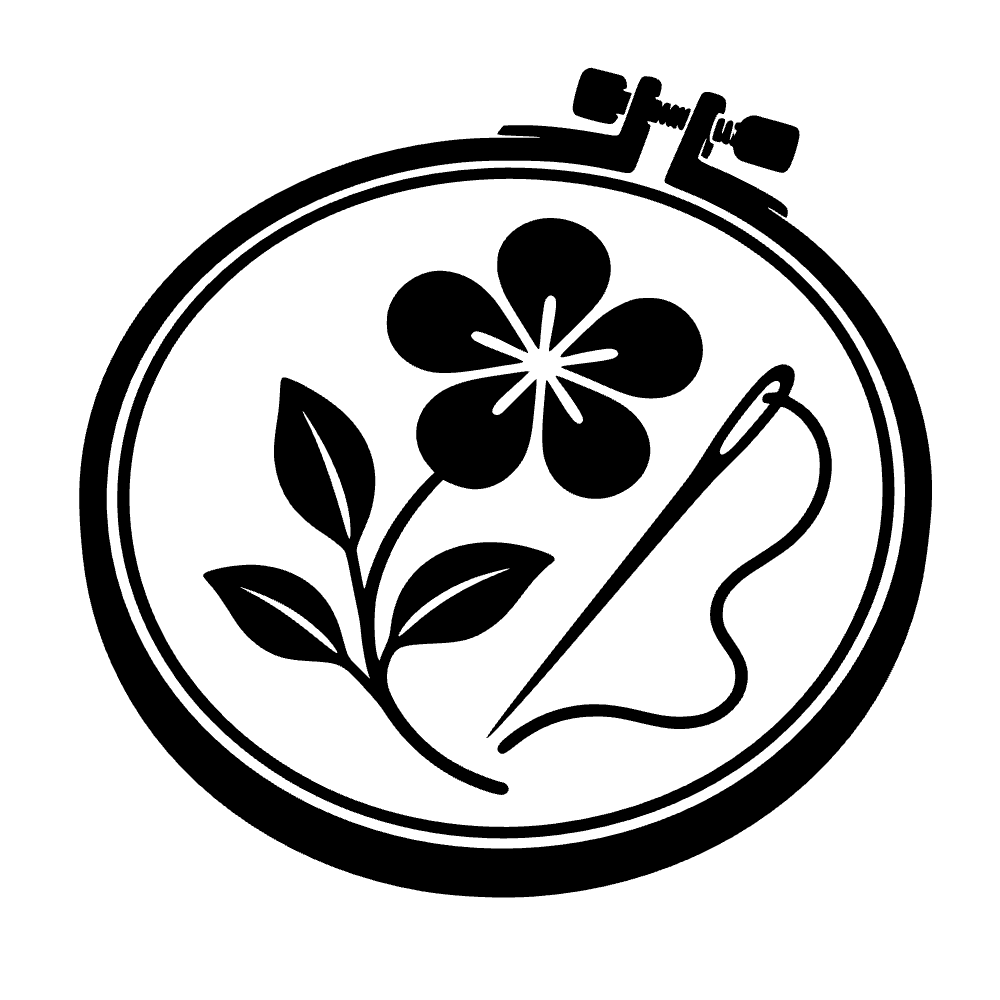 Flor en aro de bordado — archivo SVG