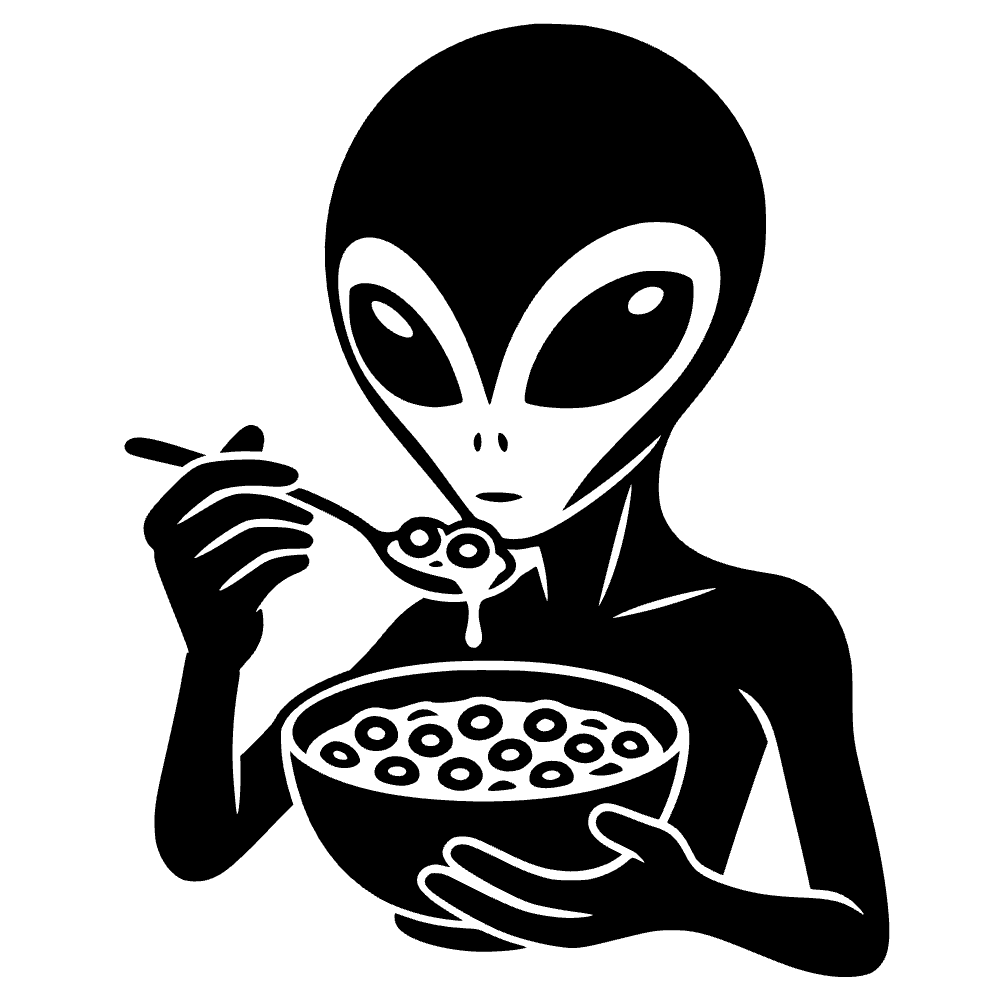 Extraterrestrial Alien Eating SVG SVG cut file preview