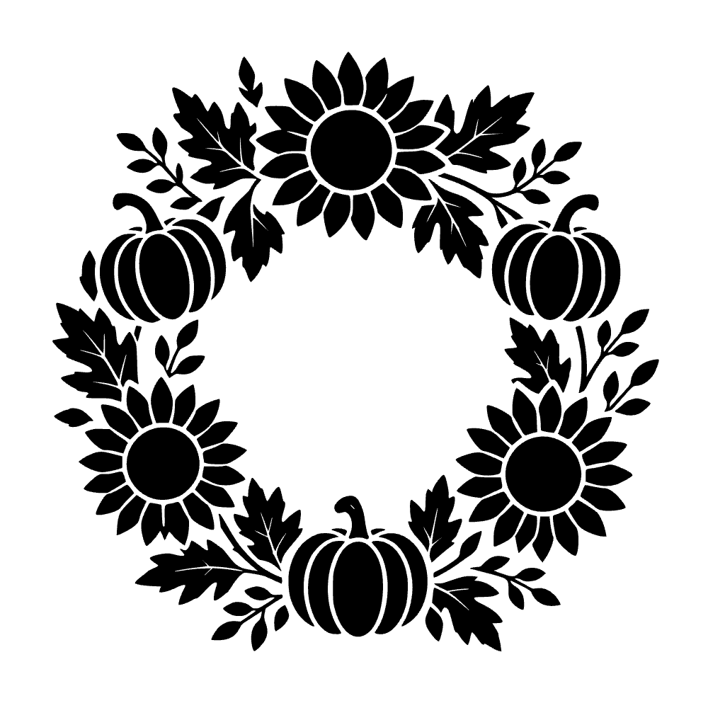 Fall Wreath with Sunflowers SVG cut file