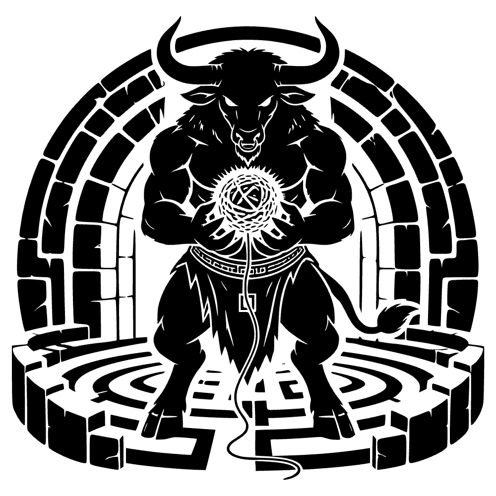 Minotauro feroz sosteniendo ícono — archivo SVG