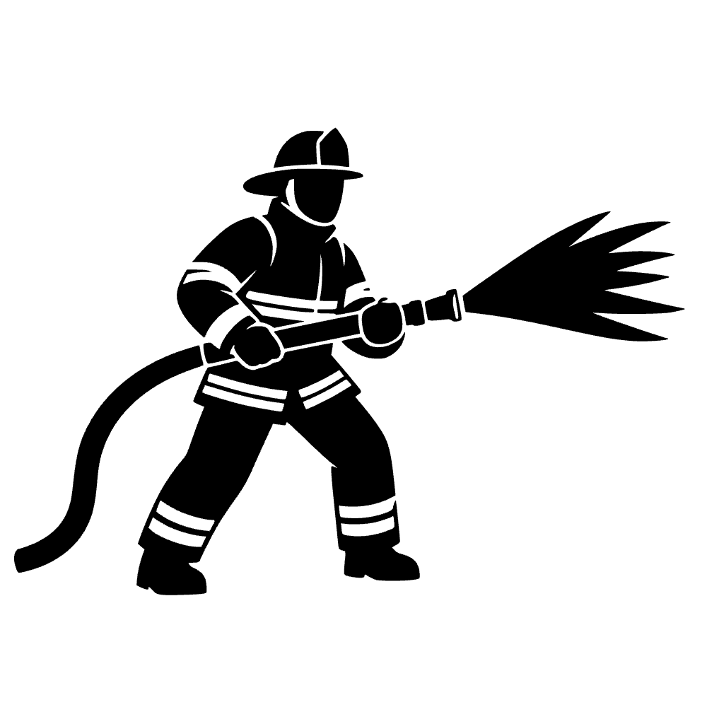 Bombero rociando manguera — archivo SVG