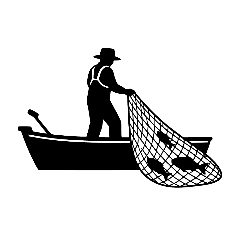 Barco de pescador con red — archivo SVG