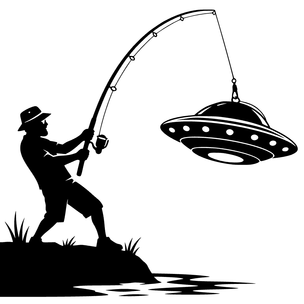 Fishing Rod Catching UFO SVG cut file preview