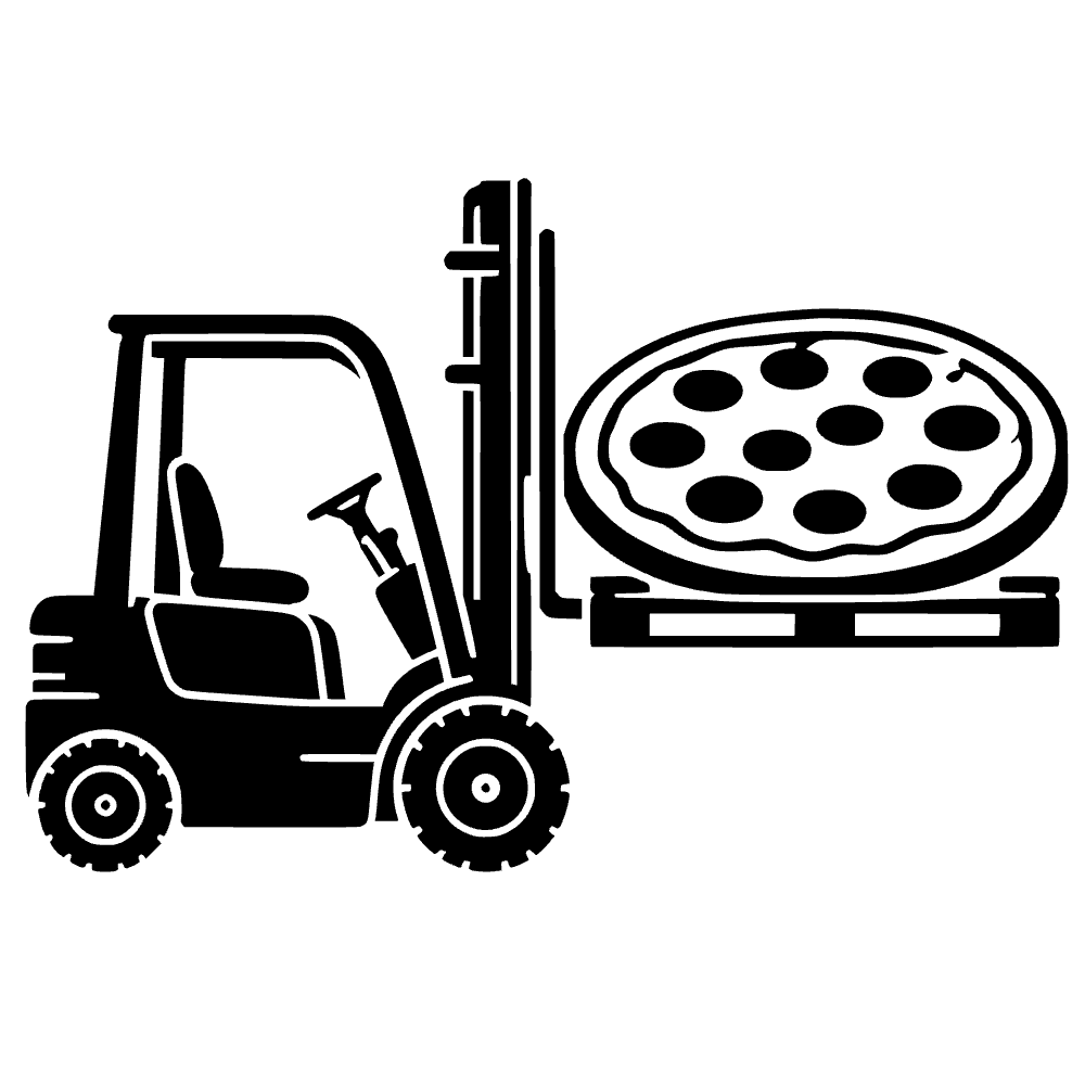 Montacargas levantando pizza — archivo SVG