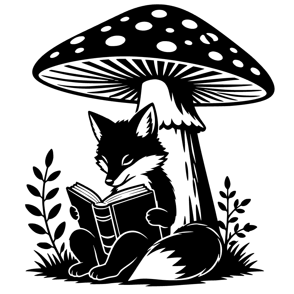 Fox Reading Thick Book SVG cut file preview