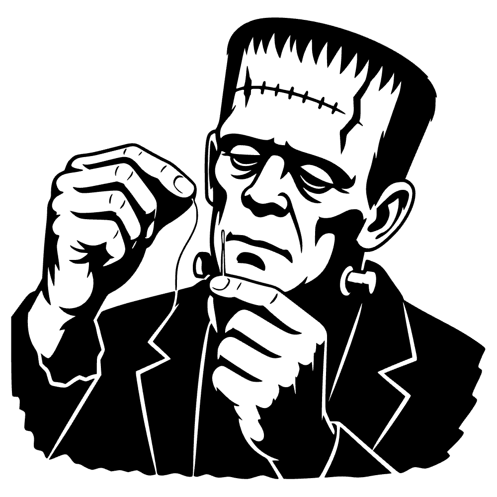 Monstruo de Frankenstein cosiendo — archivo SVG