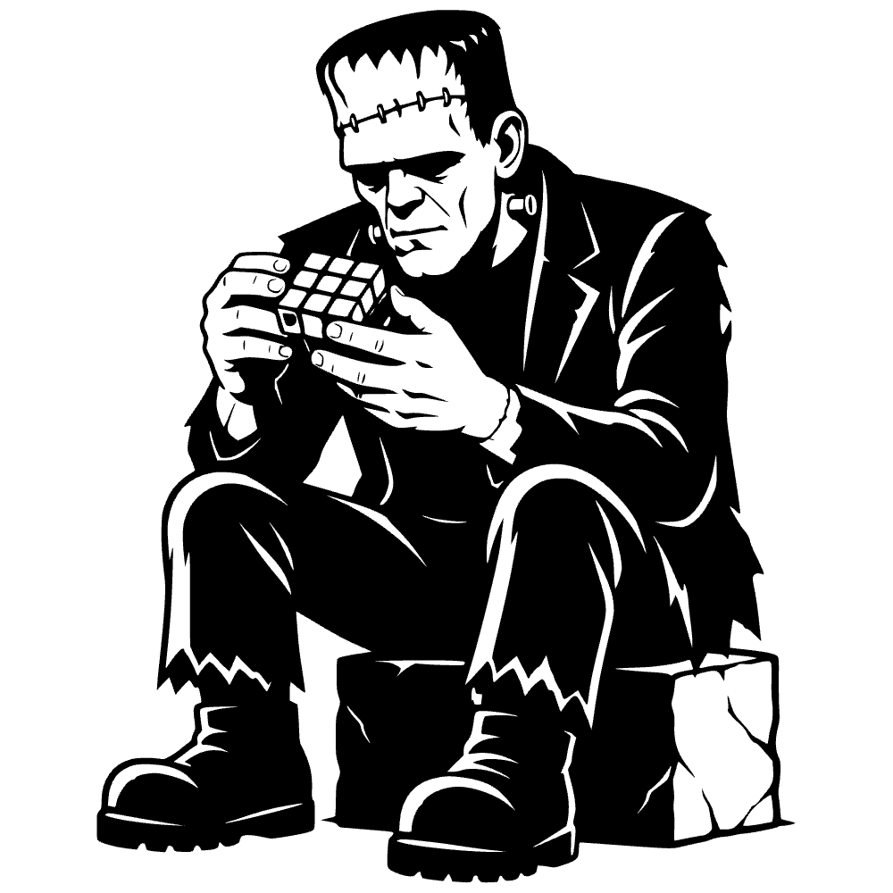 Frankenstein Monster Sitting SVG cut file preview
