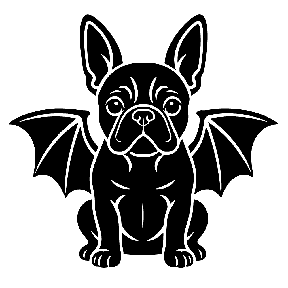 Bulldog francés con alas de murciélago — archivo SVG