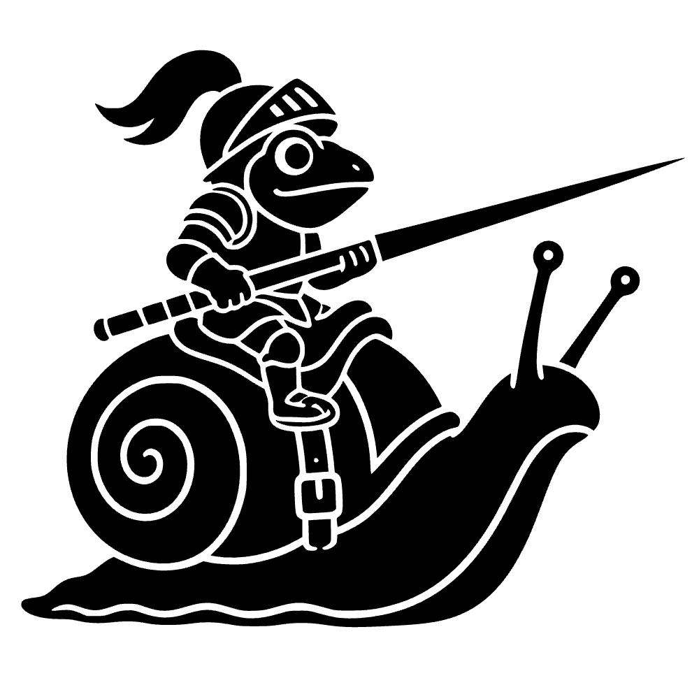 Rana caballero montando un caracol — archivo SVG
