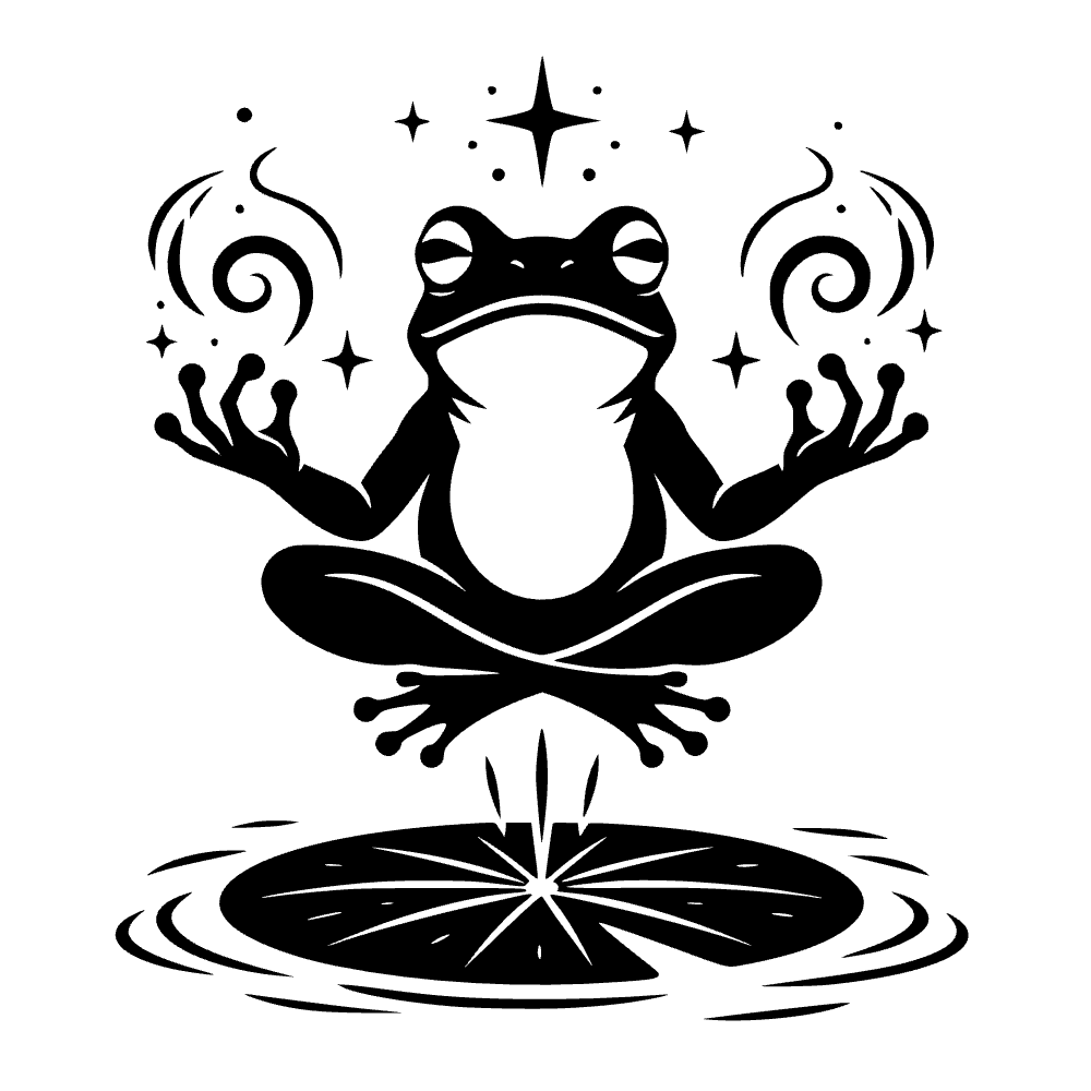 Frog Levitating Over Lily Icon SVG SVG cut file preview